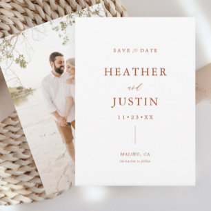 Save The Date Photo de mariage en terre cuite rouille pour annon