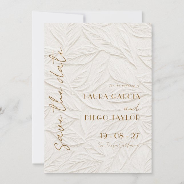Save The Date Photo de mariage floral en ivoire (Devant)
