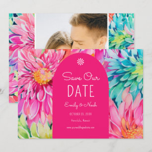 Save The Date Photo de mariage floral tropical moderne coloré