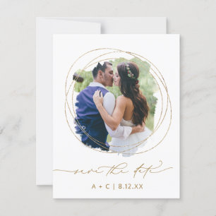 Save The Date Photo de mariage géométrique végétation aquarelle