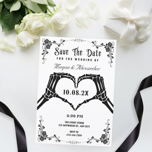 Save The Date Photo de mariage gothique en noir et blanc avec sq (Créateur téléchargé)