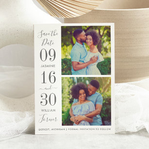 Save The Date Photo de mariage gris charbon Élégance Moderne