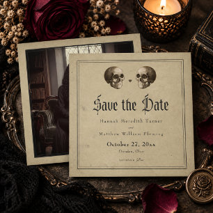 Save The Date Photo de mariage Halloween squelette gothique vint