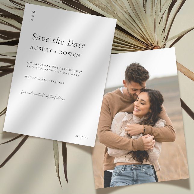 Save The Date Photo de mariage minimaliste noir et blanc élégant (Créateur téléchargé)
