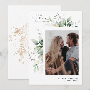 Save The Date Photo de mariage moderne à l'eucalyptus