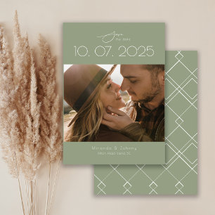 Save The Date Photo de mariage Moderne Topographie Sage