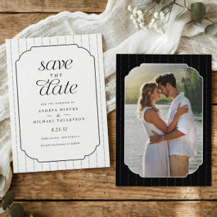 Save The Date Photo de mariage noir et blanc rayé Prépa