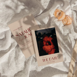 Save The Date Photo de mariage rétro fantaisiste minimaliste rou