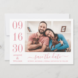 Save The Date Photo de mariage rose pâle d'élégance moderne