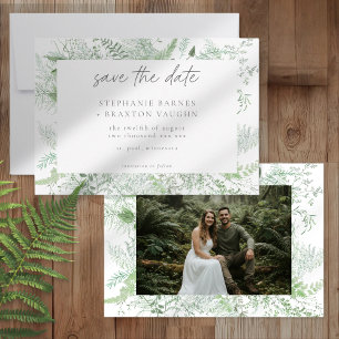 Save The Date Photo de mariage rustique aux fougères verdoyantes