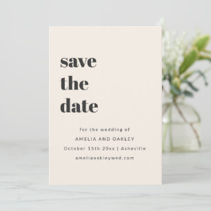 Save The Date Photo de mariage simple rétro noir ivoire minimali