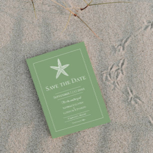 Save The Date Photo de monogramme d'étoile de mer vert mousse