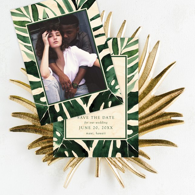 Save The Date Photo De Palme Tropicale Moderne Enregistrer La Da (Créateur téléchargé)