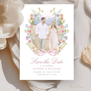 Save The Date Photo de rubans et de fleurs sauvages