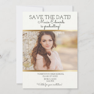 Save The Date Photo de sauvegarde de date de graduation en or bl
