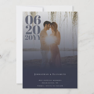 Save The Date Photo de type Gras minimaliste bleu marine
