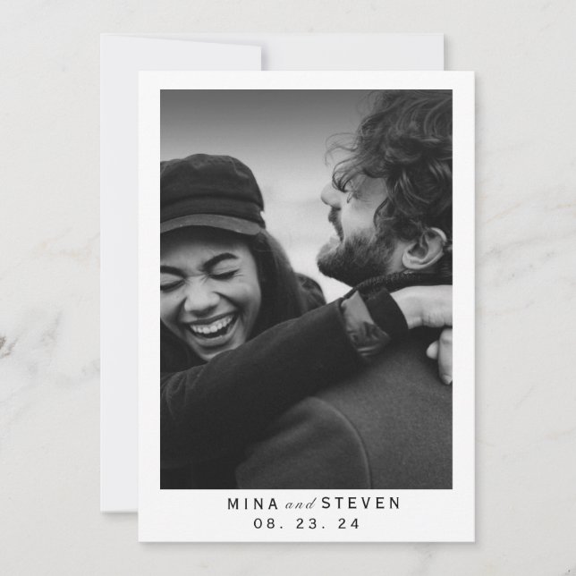 Save The Date Photo de typographie noir et blanc moderne (Devant)