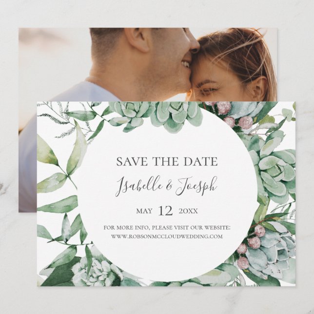 Save The Date Photo de verdure réussie Horizontal Enregistrer la (Devant / Derrière)