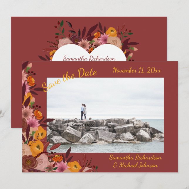 Save The Date Photo des fleurs automnales (Devant / Derrière)