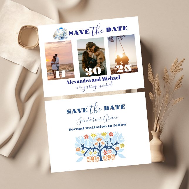 Save The Date Photo Destination Grèce Mariage Santorini (Créateur téléchargé)