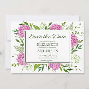Save The Date Photo d'hortensia rose