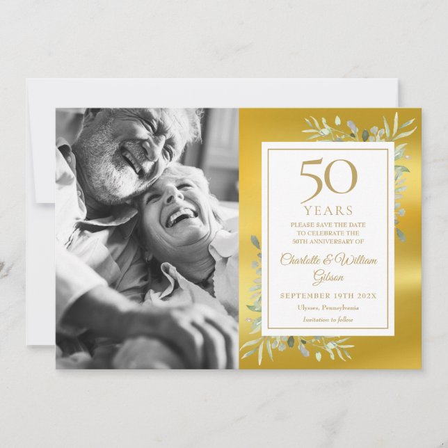 Save The Date Photo du 50e anniversaire du Mariage Green Energy  (Devant)