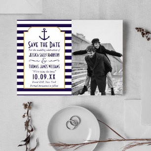 Save The Date Photo du Mariage d'Ancre de la marine nautique et 