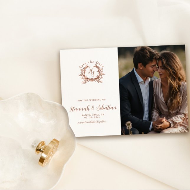 Save The Date Photo du Mariage de la crête de monogramme (Créateur téléchargé)