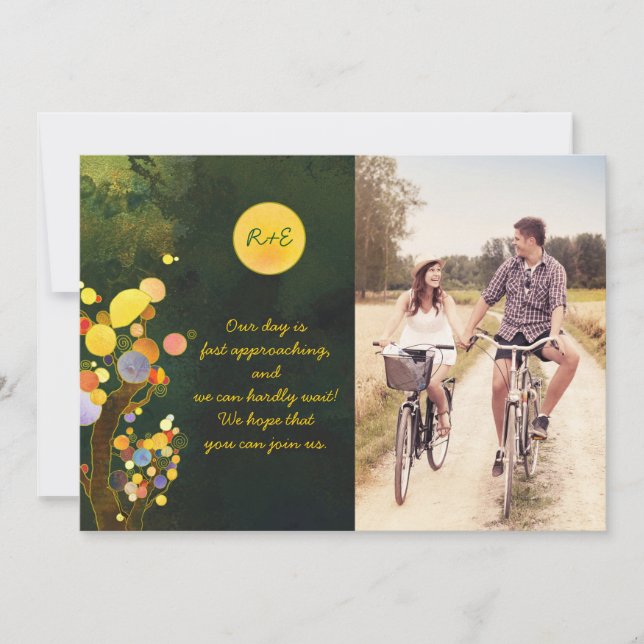 Save The Date Photo du Mariage de l'arbre rustique Enregistrer l (Devant)