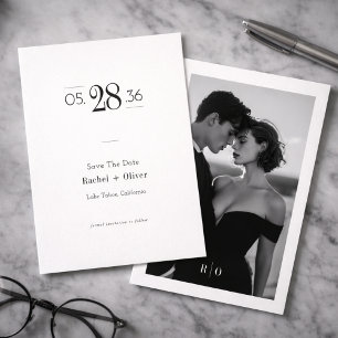 Save The Date Photo éditoriale moderne en noir et blanc Enregist