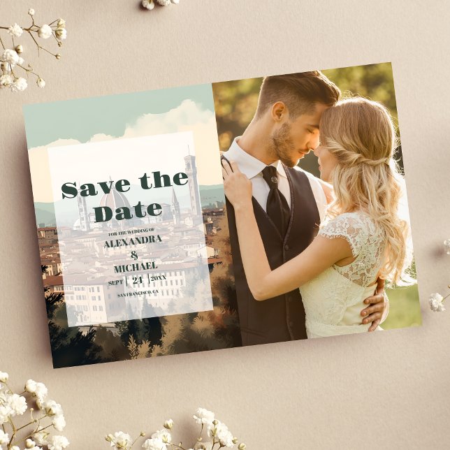 Save The Date Photo Elegant Italie Florence Destination Mariage (Créateur téléchargé)
