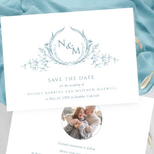 Save The Date Photo, Elegant Mariage Monogramme de verre de mer