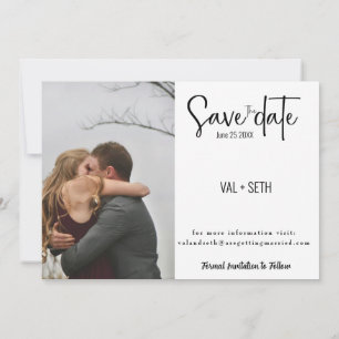 Save The Date Photo élégant – Mise en page divisée avec écriture