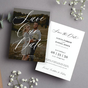 Save The Date Photo élégante calligraphie script mariage moderne