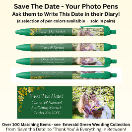 Save The Date - Photo + Emerald Green & Gold Kugelschreiber