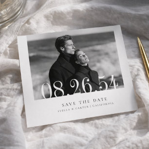 Save The Date Photo en noir et blanc éditorial minimaliste moder