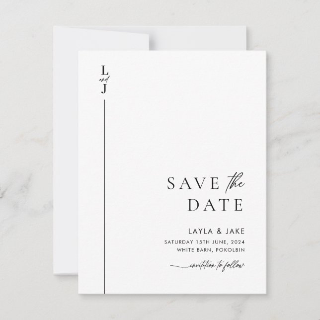 Save The Date Photo en noir et blanc minimum Enregistrer la date (Devant)