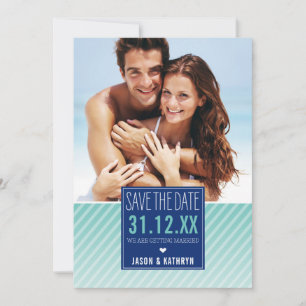 Save The Date PHOTO ENREGISTRER LA DATE ombre rayure marine ment