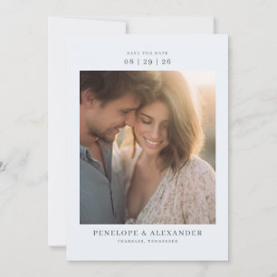 Save The Date Photo Floral Bleu Romantique