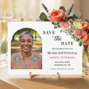 Save The Date Photo floral élégant pour une fête d'anniversaire 