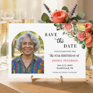 Save The Date Photo floral élégant pour une fête d'anniversaire