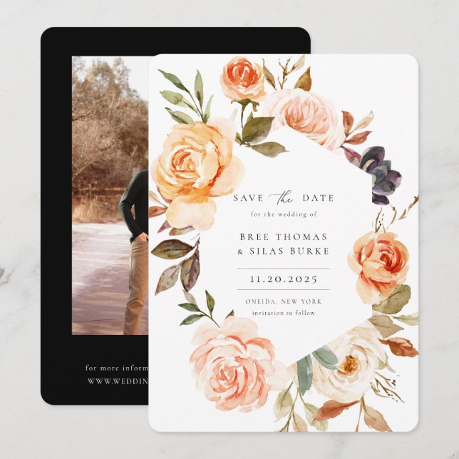 Save The Date Photo florale de l'automne de la Terre (Devant / Derrière)