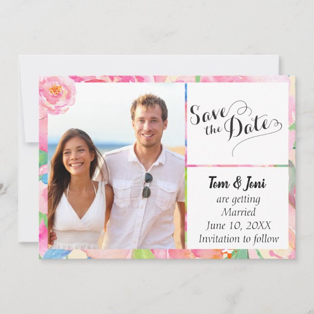 Save The Date Photo florale tropicale Enregistrer la date (Devant)