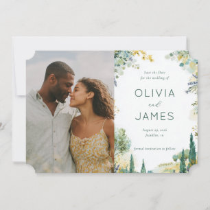 Save The Date Photo Florale Verte Romantique