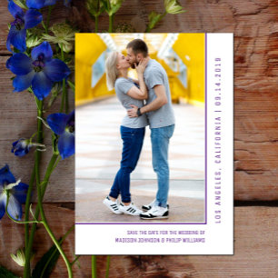 Save The Date Photo ligne simple Enregistrer la date Violet vi