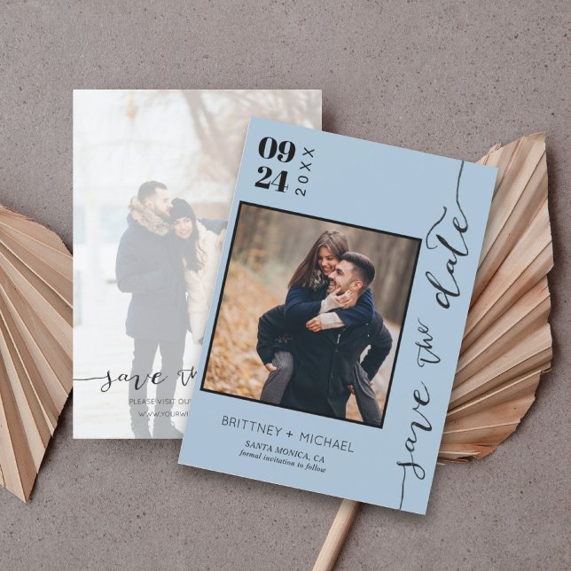 Save The Date Photo manuscrite moderne Enregistrer la date Dusty (Créateur téléchargé)