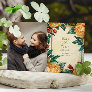 Save The Date Photo Mariage Art Nouveau Floral Vintage 