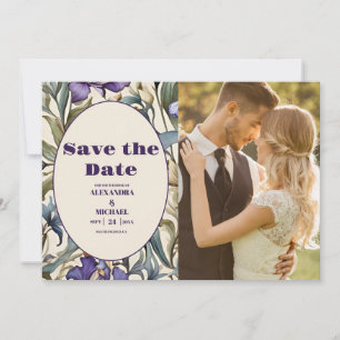 Save The Date Photo mariage Art Nouveau Iris Violet