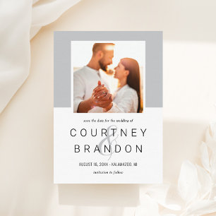 Save The Date Photo Mariage de Monogramme noir et blanc moderne