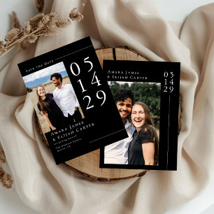 Save The Date Photo Mariage minimaliste moderne noir et blanc